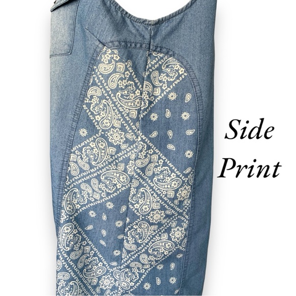 G. KALE SLEEVELESS COTTON BLEND DENIM SHIRT DRESS. WOMEN’S PETITE LARGE - Picture 6 of 9